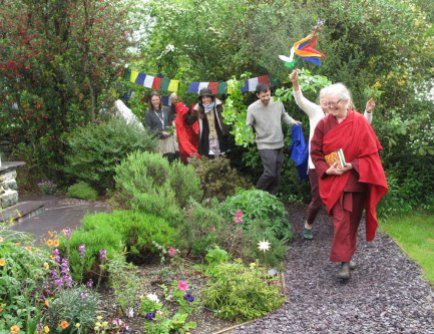 Lama Shenpen celebrating at The Hermitage, a sacred site in North Wales